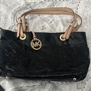 Michael Kors Black Snake Print Shoulder Bag